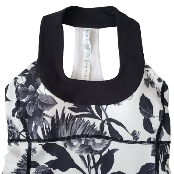 Lululemon Luon Scoop Neck Racerback Tank Black & White Floral - Picture 4 of 9